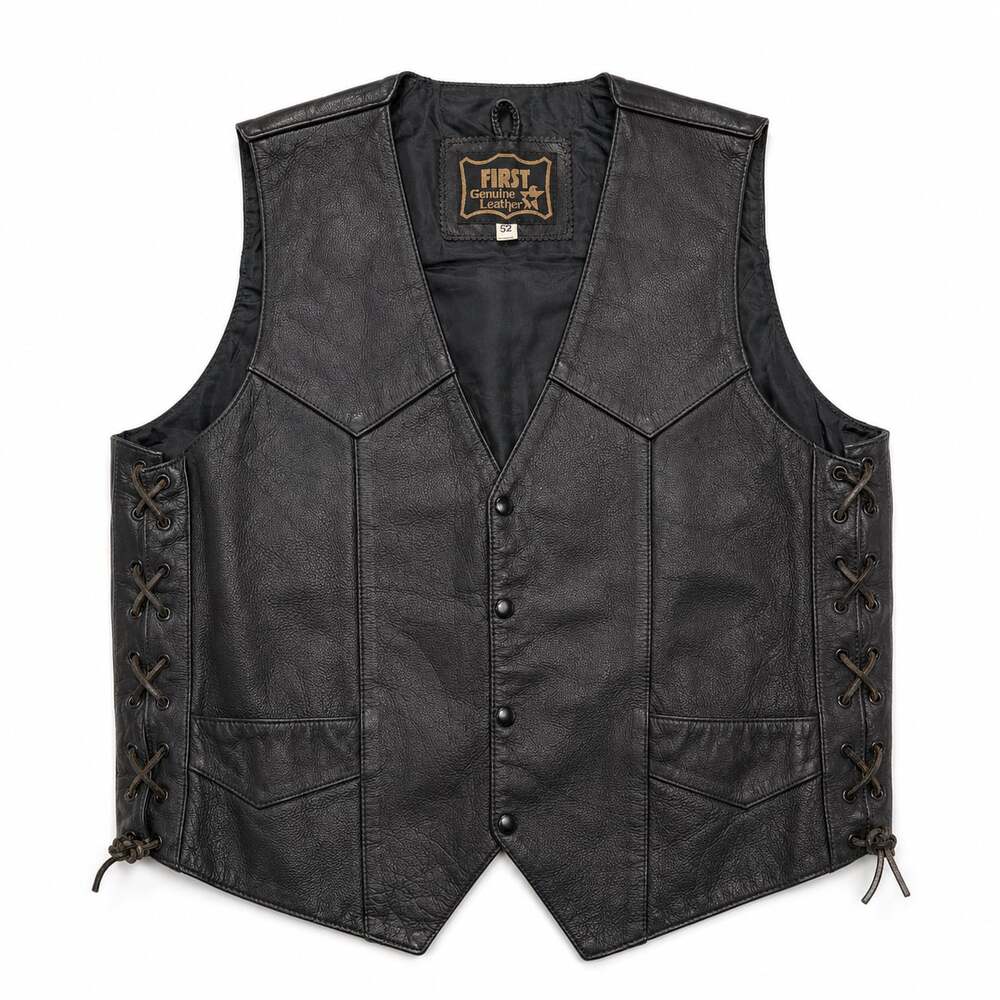 First Genuine Leather Motorcycle Vest Size 52